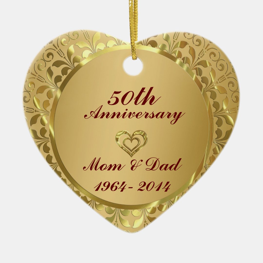 Sparkling Gold 50th Wedding Anniversary Ceramic Ornament | Zazzle