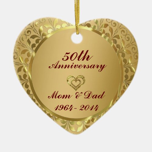 Sparkling Gold  50th Wedding Anniversary Ceramic Ornament