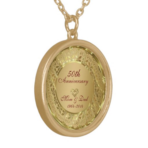 Sparkling Gold 50th Wedding Anniversary Gold Plated Necklace | Zazzle