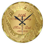Sparkling Gold 50th Wedding Anniversary Large Clock