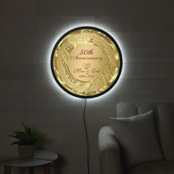 Sparkling Gold 50th Wedding Anniversary Led Sign by gogaonzazzle at Zazzle