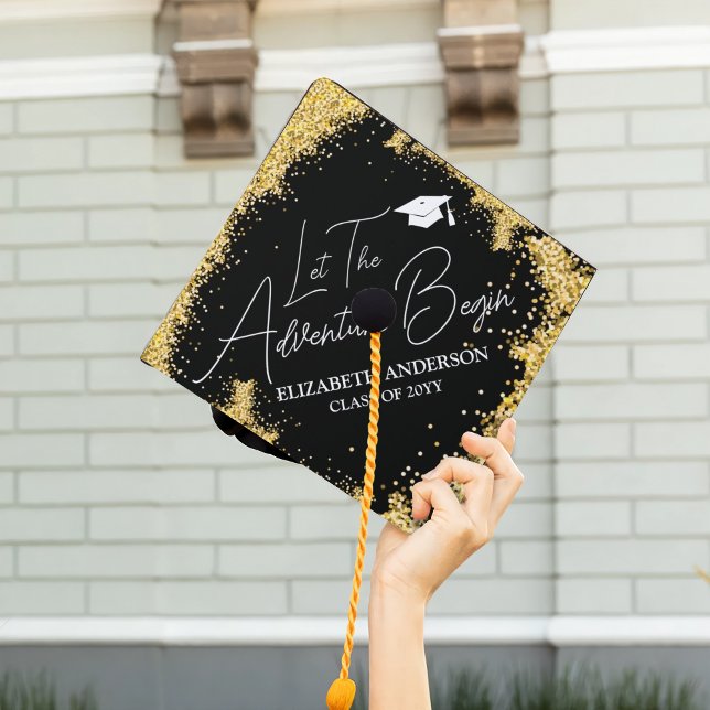 Sparkling Gold Adventure Graduation Cap Topper (Creator Uploaded)