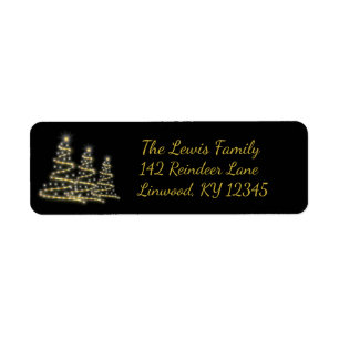 Sparkling Gold and Silver Christmas Trees Label