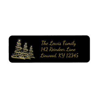 Sparkling Gold and Silver Christmas Trees Label