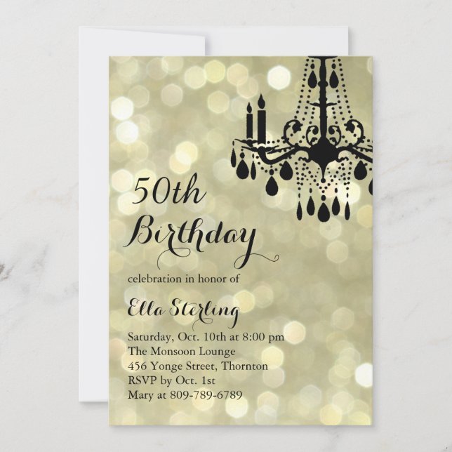 Sparkling Gold Ballroom 50th Birthday Invitation (Front)