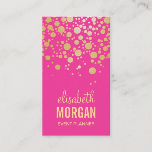 Sparkling Gold Confetti Dots - Trendy Beauty Pink Double-Sided Standard Business Cards (Pack Of 100)