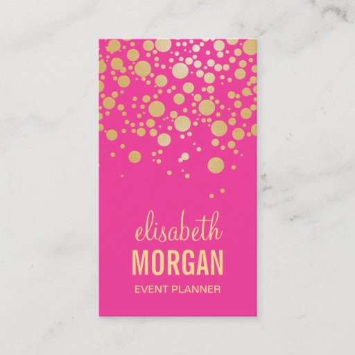 Customizable Sparkling Gold Confetti Dots - Trendy Beauty Pink Double-Sided Standard Business Cards (Pack Of 100)