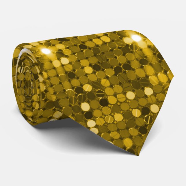 Sparkling Gold Disco Sequin Neck Tie (Rolled)