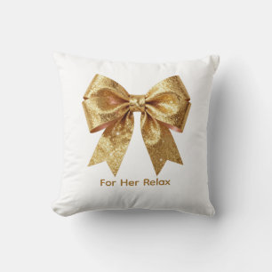 Sparkling Gold Gala Bow - Luxury Elegant Invitatio Throw Pillow