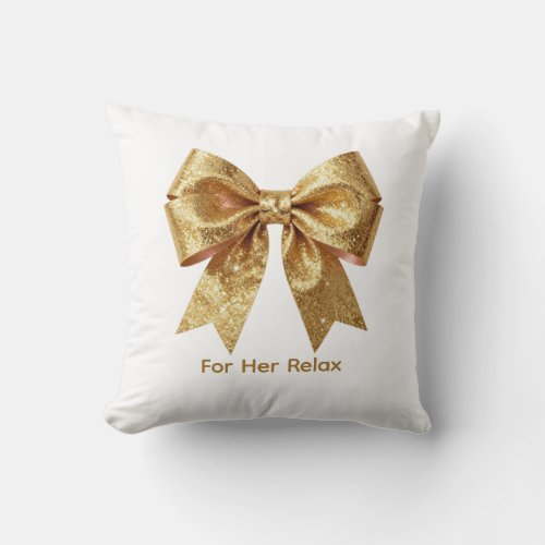 Sparkling Gold Gala Bow - Luxury Elegant Invitatio Throw Pillow