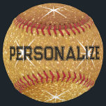 Sparkling gold glitter custom softball sports gift<br><div class="desc">Sparkling gold glitter softball sports gift. Custom ball gift for fans,  players,  coach,  team,  kids etc. Add your own design,  name or quote. Unique novelty Birthday present idea. Golden glittery design with star sparkles.</div>