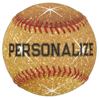 Sparkling gold glitter custom softball sports gift