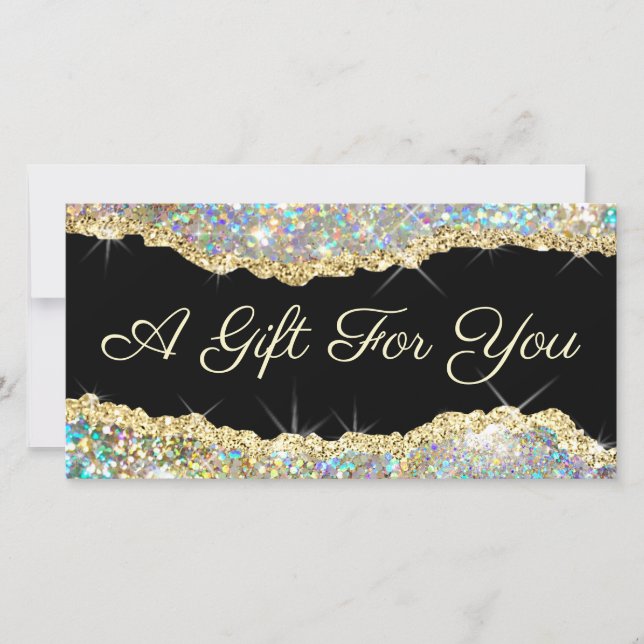 sparkling gold glitter gift certificate (Front)