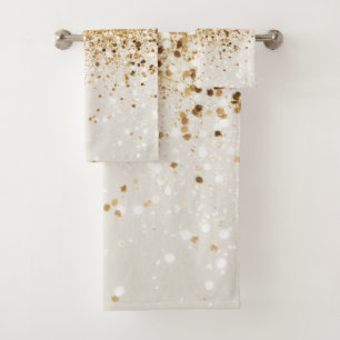 Sparkling Gold Glitter Glam #2 Bath Towel Set