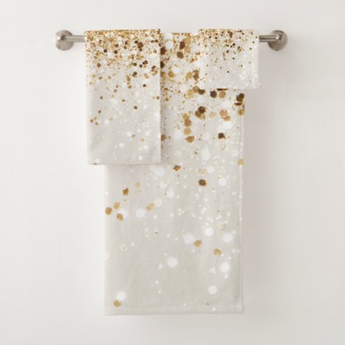 Sparkling Gold Glitter Glam 2 Bath Towel Set
