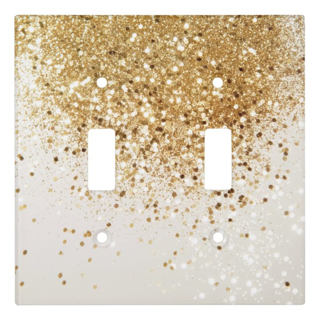 Sparkling Gold Glitter Glam #2 Light Switch Cover (Front)