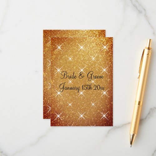 Sparkling gold glitter glamorous wedding enclosure card