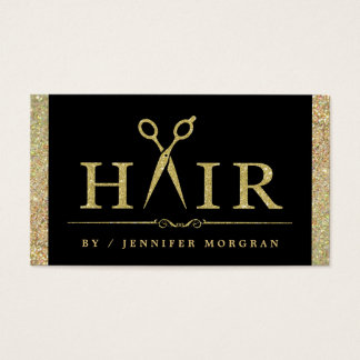 Sparkling Gold Glitter Hair Salon Appointment Card