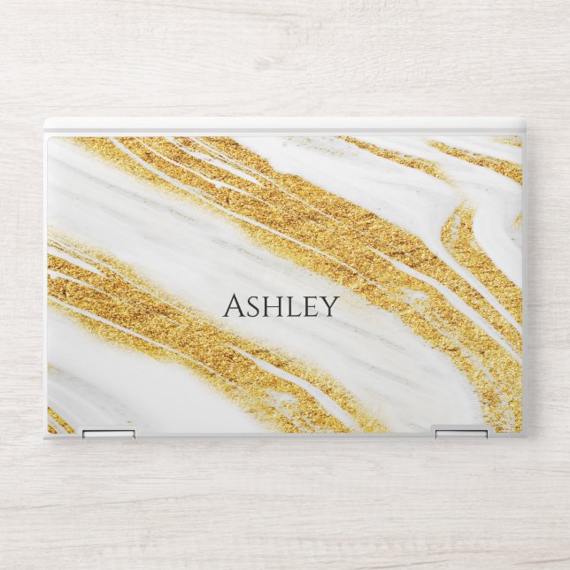 Sparkling Gold Glitter HP Laptop Skin (Front)