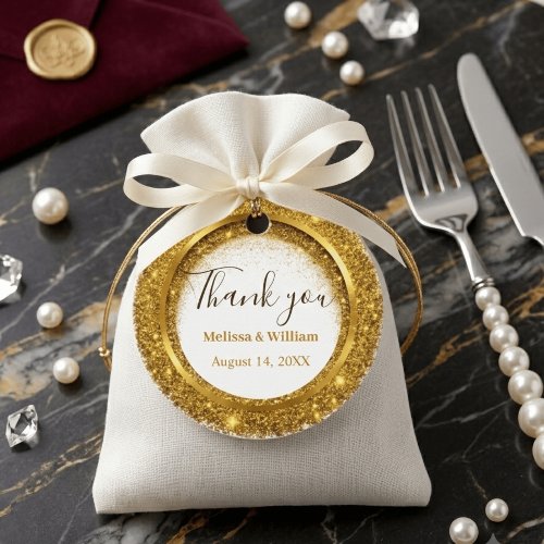 Sparkling Gold Glitter & Metallic Frame Favor Tags