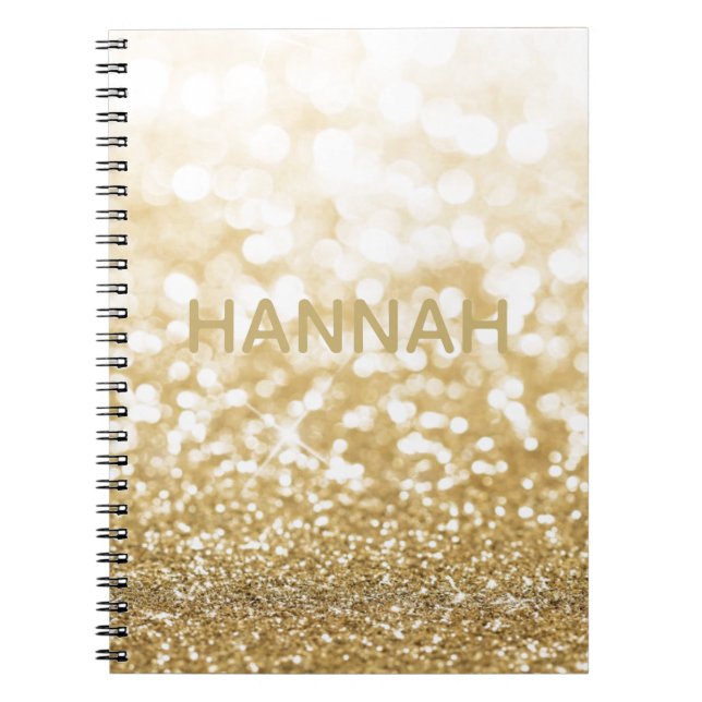 Sparkling Gold Glitter Personnalised Notebook (Front)