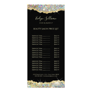 sparkling gold glitter price list rack card