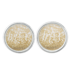Sparkling Gold Glitter Wedding Customizable Cufflinks