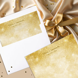 Sparkling Gold Glitter Wedding Envelope Liner