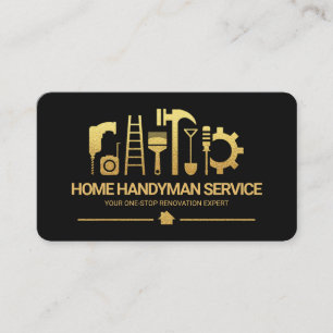 Sparkling Gold Handyman Construction Tools Business Card