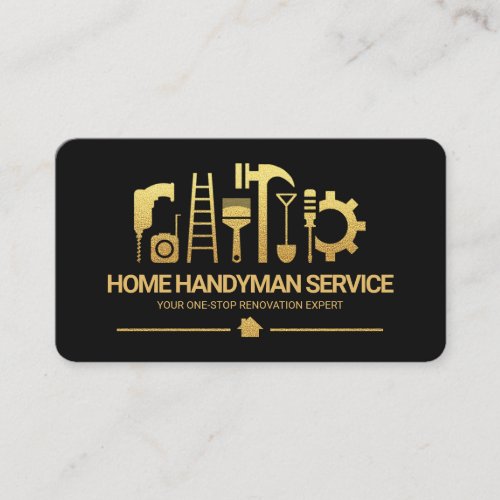 Sparkling Gold Handyman Construction Tools Business Card