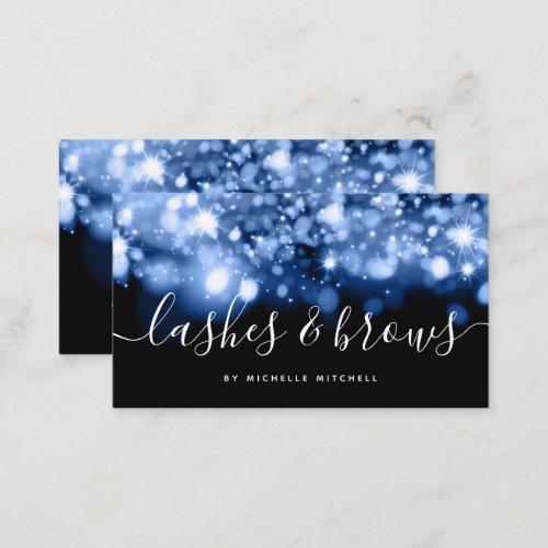 Sparkling Gold Lights Lashes  Brows Navy Blue  Business Card