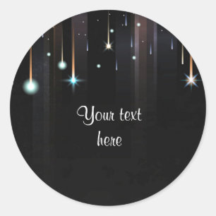 Sparkling gold on black background template classic round sticker
