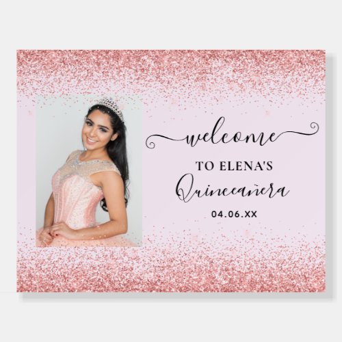 Sparkling Gold Quinceaera Event Welcome Sign