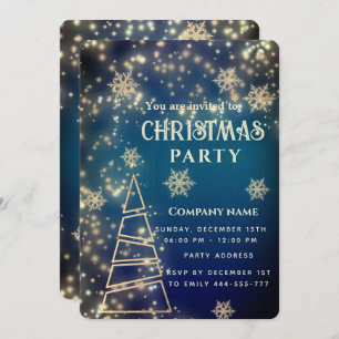 Sparkling gold snowflakes corporate Christmas Invitation
