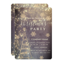 Sparkling gold snowflakes corporate Christmas  Invitation