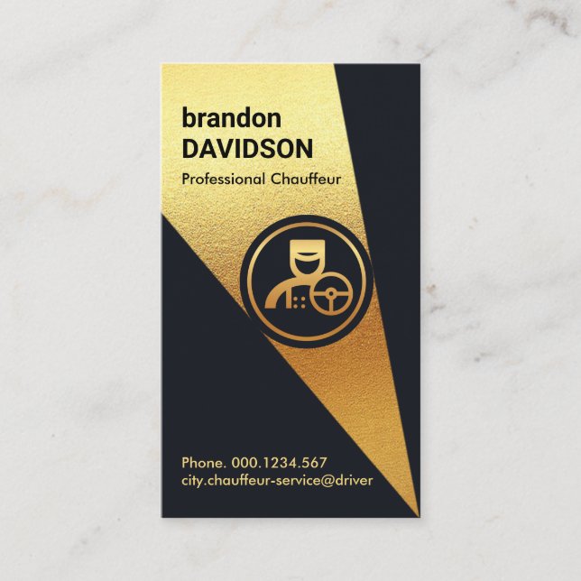 Sparkling Gold Spotlight On Chauffeur Business Card (Front)