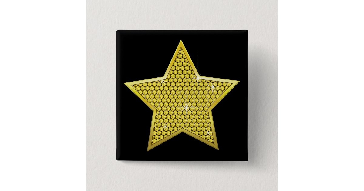 Sparkling Gold Star Pinback Button | Zazzle