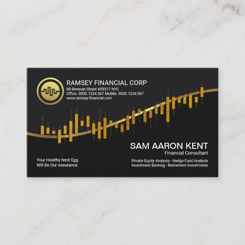 Sparkling Gold Stock Exchange Graph Financial Business Card
