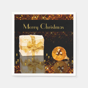 Sparkling Golden Christmas Paper Napkins