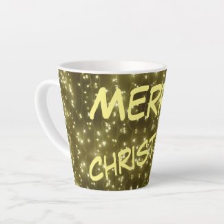 Sparkling Golden Lights Christmas Latte Mug