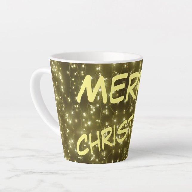 Sparkling Golden Lights Christmas Latte Mug (Left Angle)