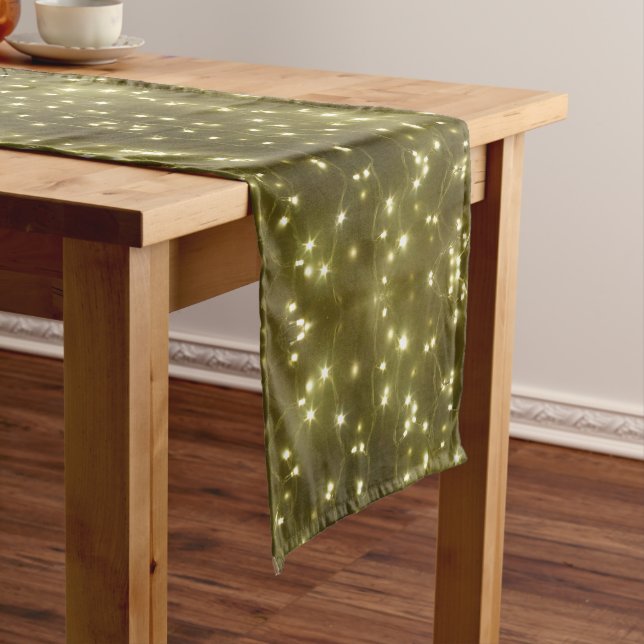 Sparkling Golden Lights Christmas Table Runner (In Situ)