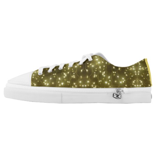 Sparkling Golden Lights Low Top Shoes (Left Shoe Outside)