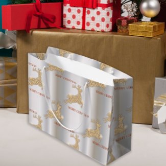 Sparkling Golden Reindeer Silver Christmas
