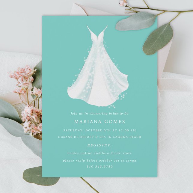 Sparkling Gown Glamorous Bridal Shower Invitation (Creator Uploaded)