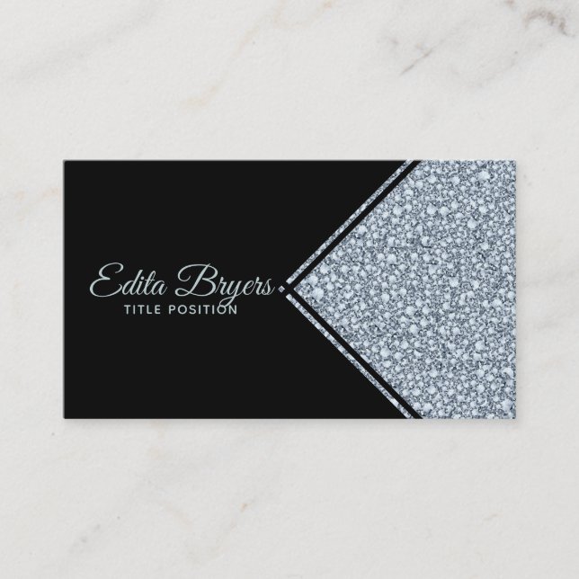Sparkling Gray Diamonds Glitter Business Card (Front)