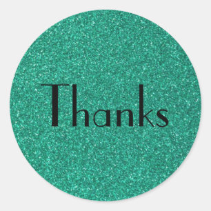Sparkling Green Glitter Texture Thanks Classic Round Sticker