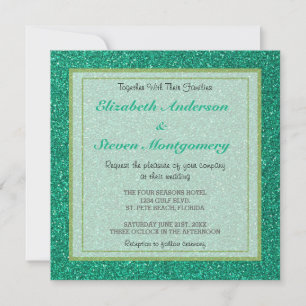 Sparkling Green Glitter Texture Wedding Invitation