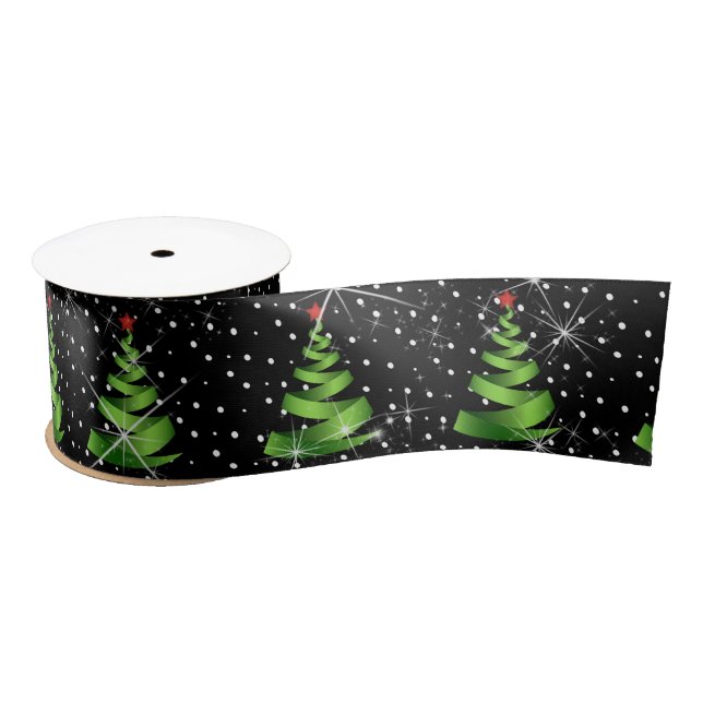 Sparkling Green Ribbon Christmas Trees (Spool)