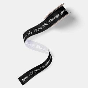 Sparkling Happy 25th Wedding Anniversary Satin Ribbon